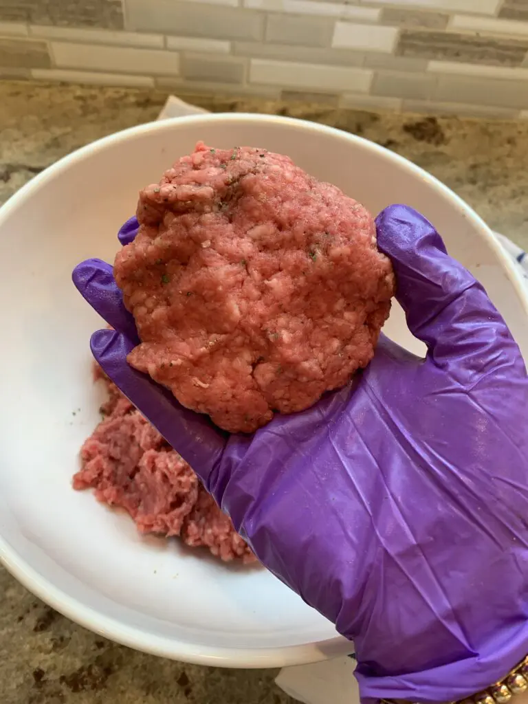 forming the beef into patties