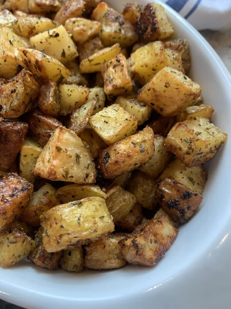 oven roasted potatoes in baking dish