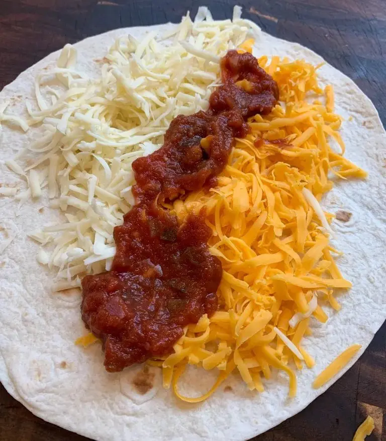 flour tortilla with cheese and salsa