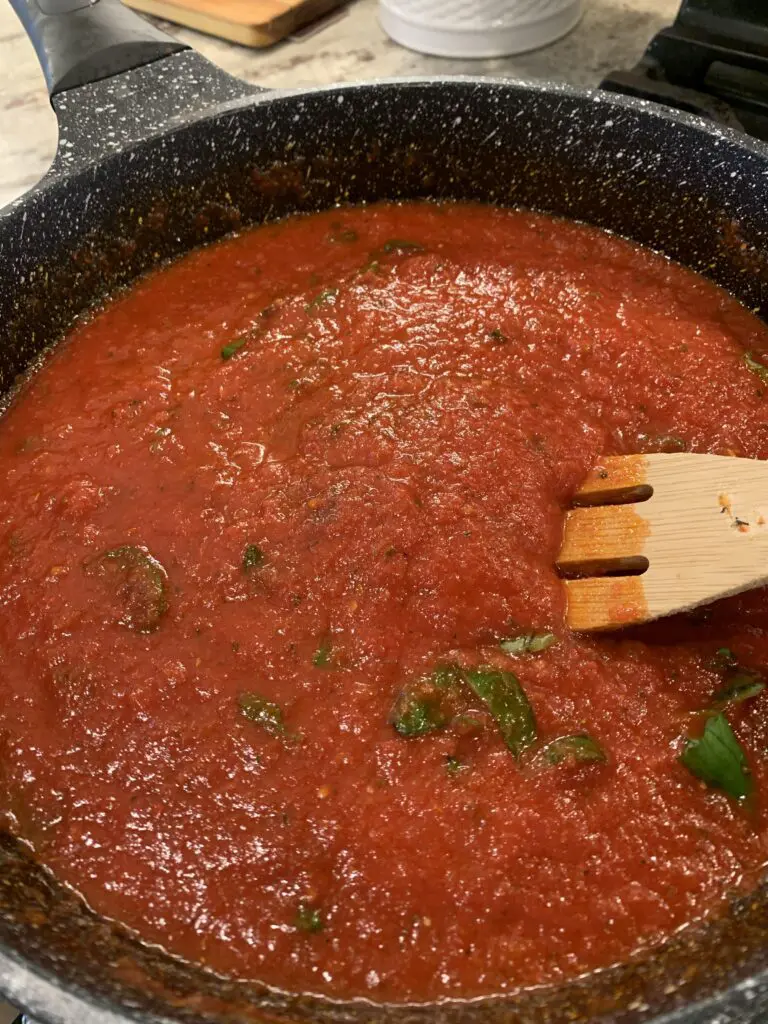 homemade tomato sauce in skillet