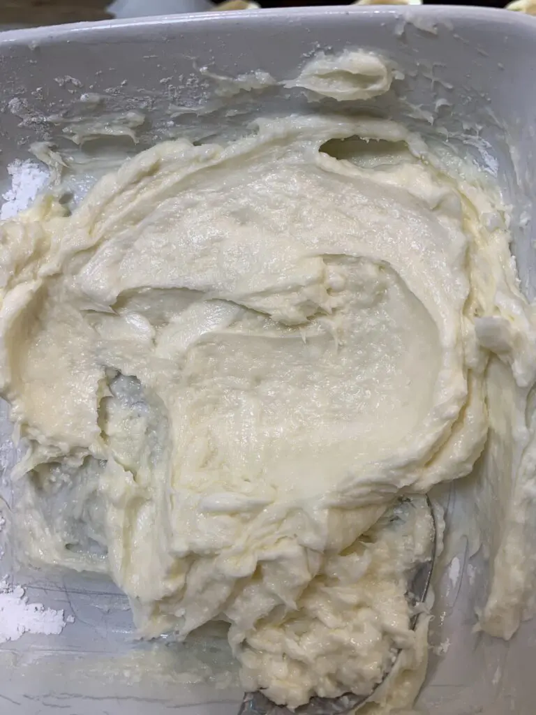 cream cheese and powdered sugar