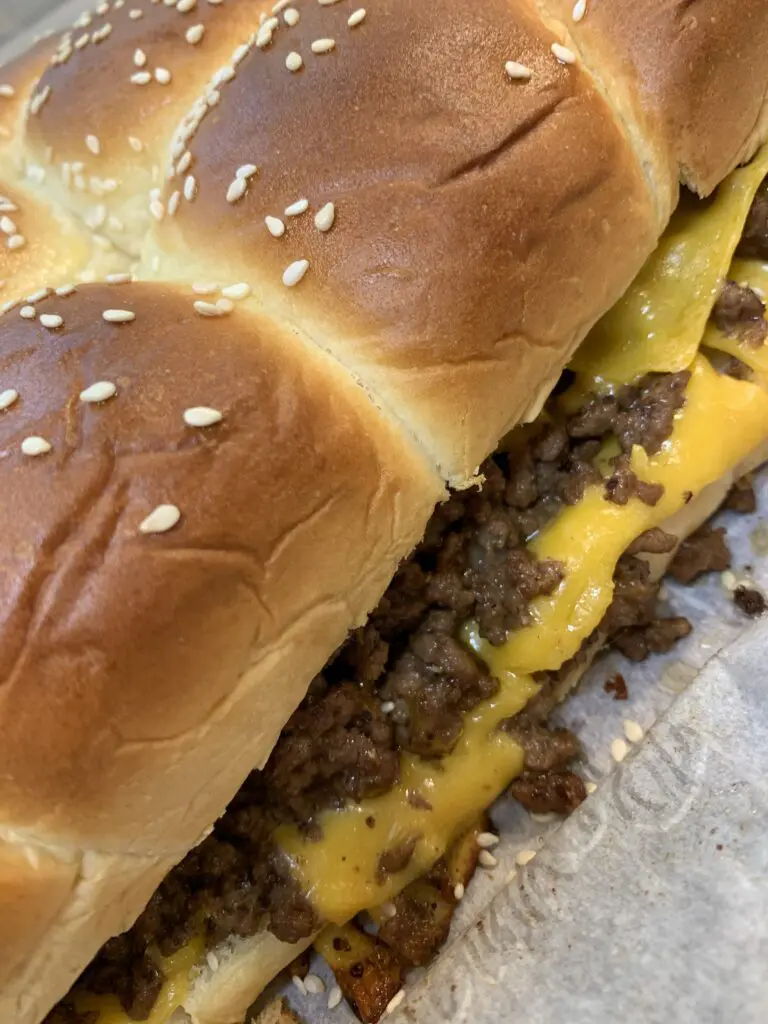 finished cheeseburger sliders