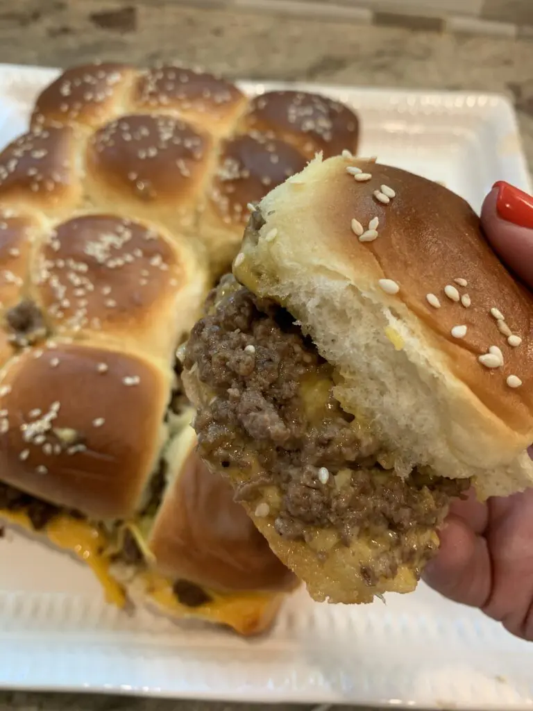 finished cheeseburger sliders