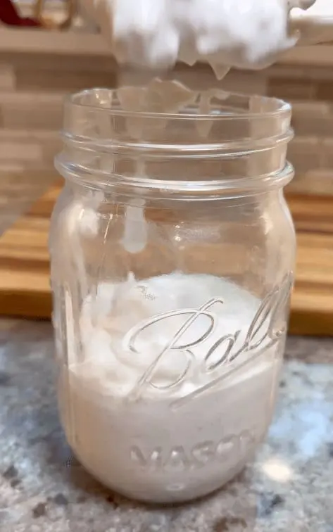 bleu cheese dressing in a mason jar