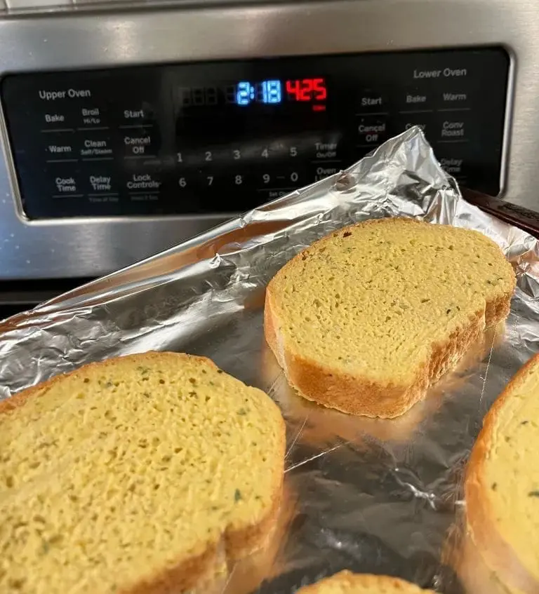 Texas toast by preheated oven