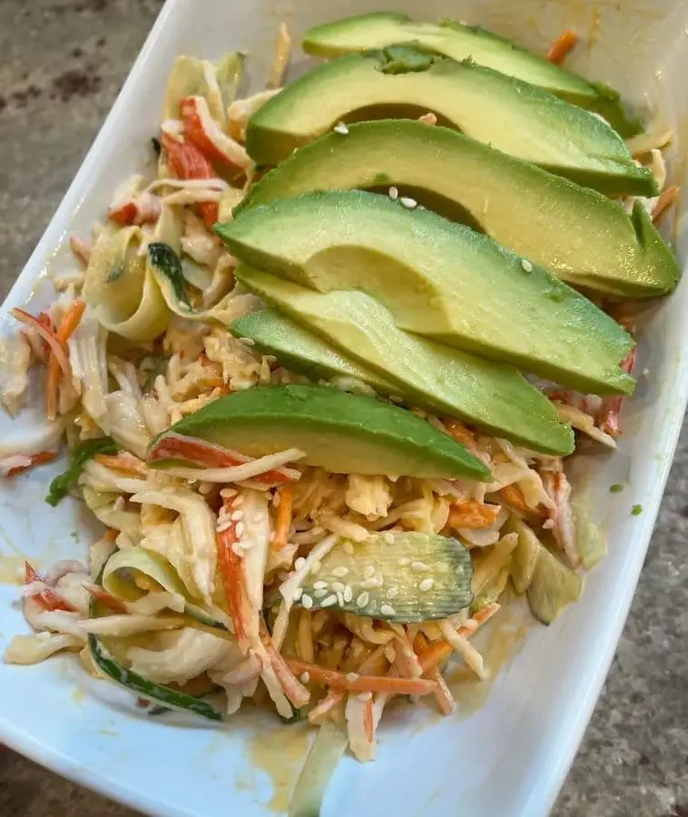 spicy kani salad with avocado