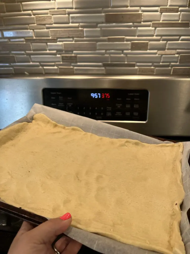 crescent sheet on baking sheet