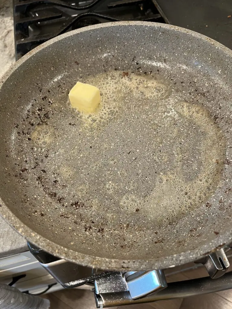 hot butter in a skillet