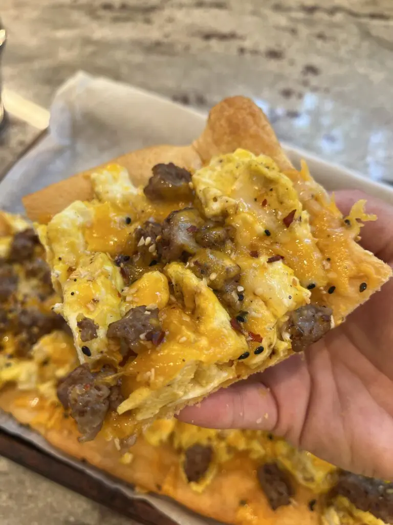 sliced sheet pan breakfast pizza