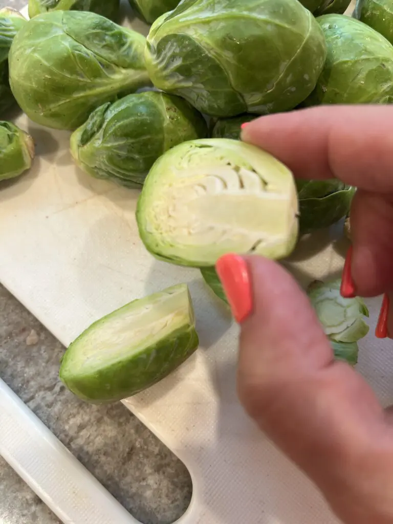 sliced in half Brussel sprout