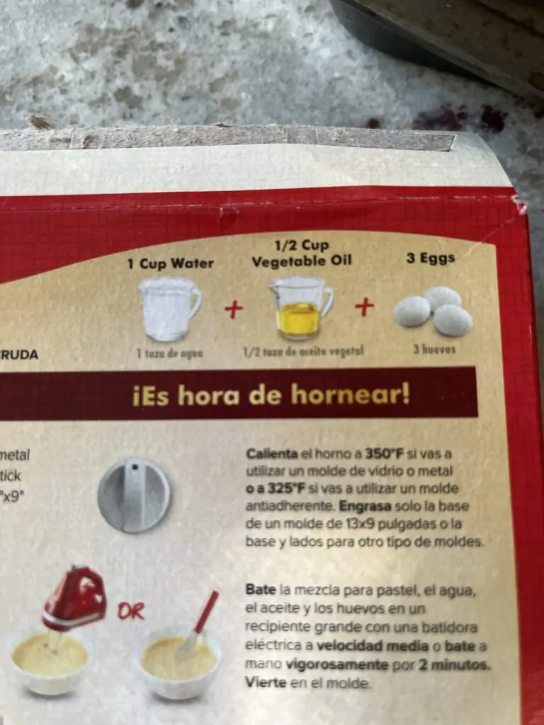 cake boxed instructions 
