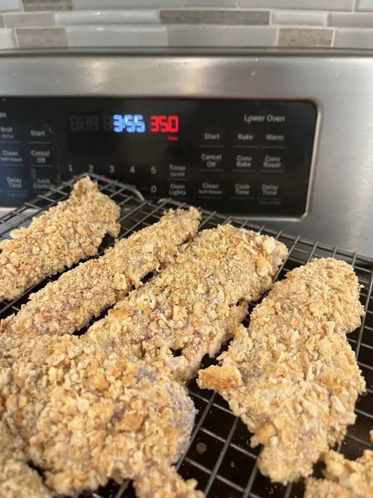ranch ritz cracker chicken about to go into the oven