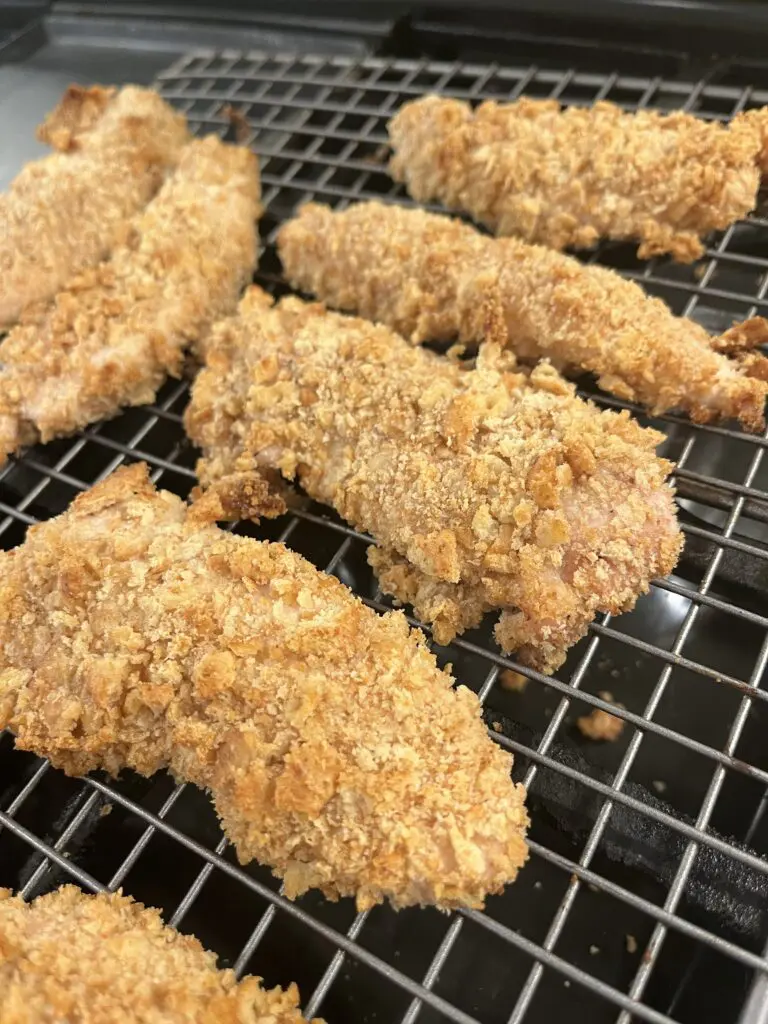 ranch ritz cracker chicken on wire rack
