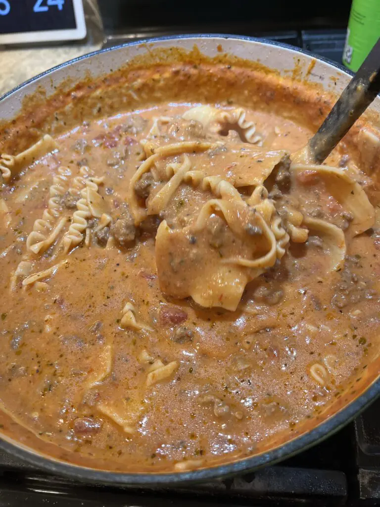 lasagna soup in pot