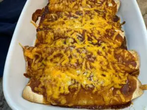 baked enchiritos in casserole dish