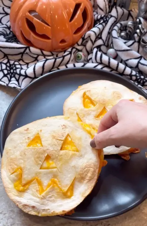 plated halloween quesadille