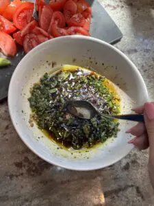mixing the marinade in a bowl