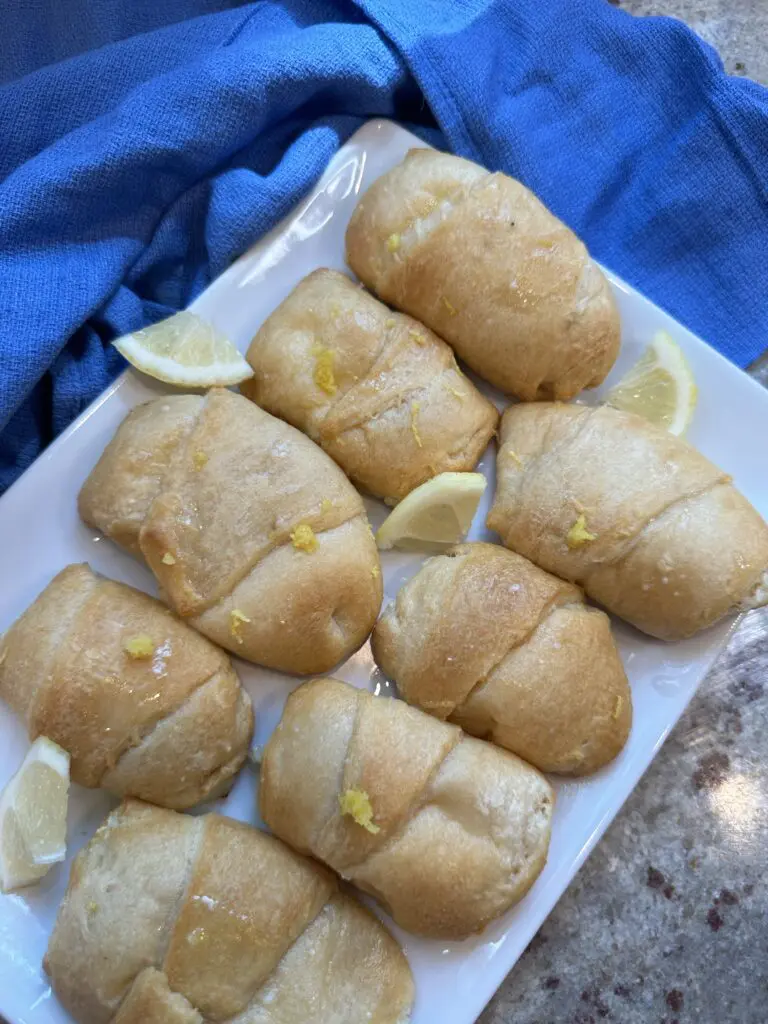 plated lemon cheesecake crescent rolls