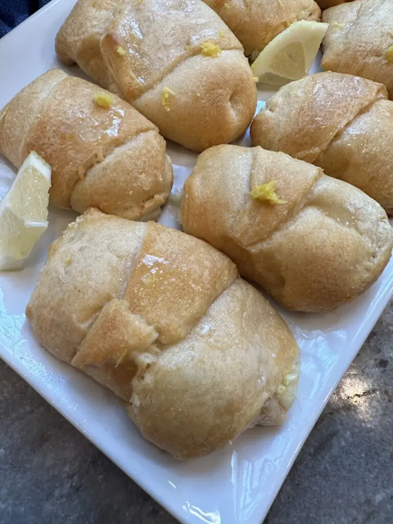 plated lemon cheesecake crescent rolls