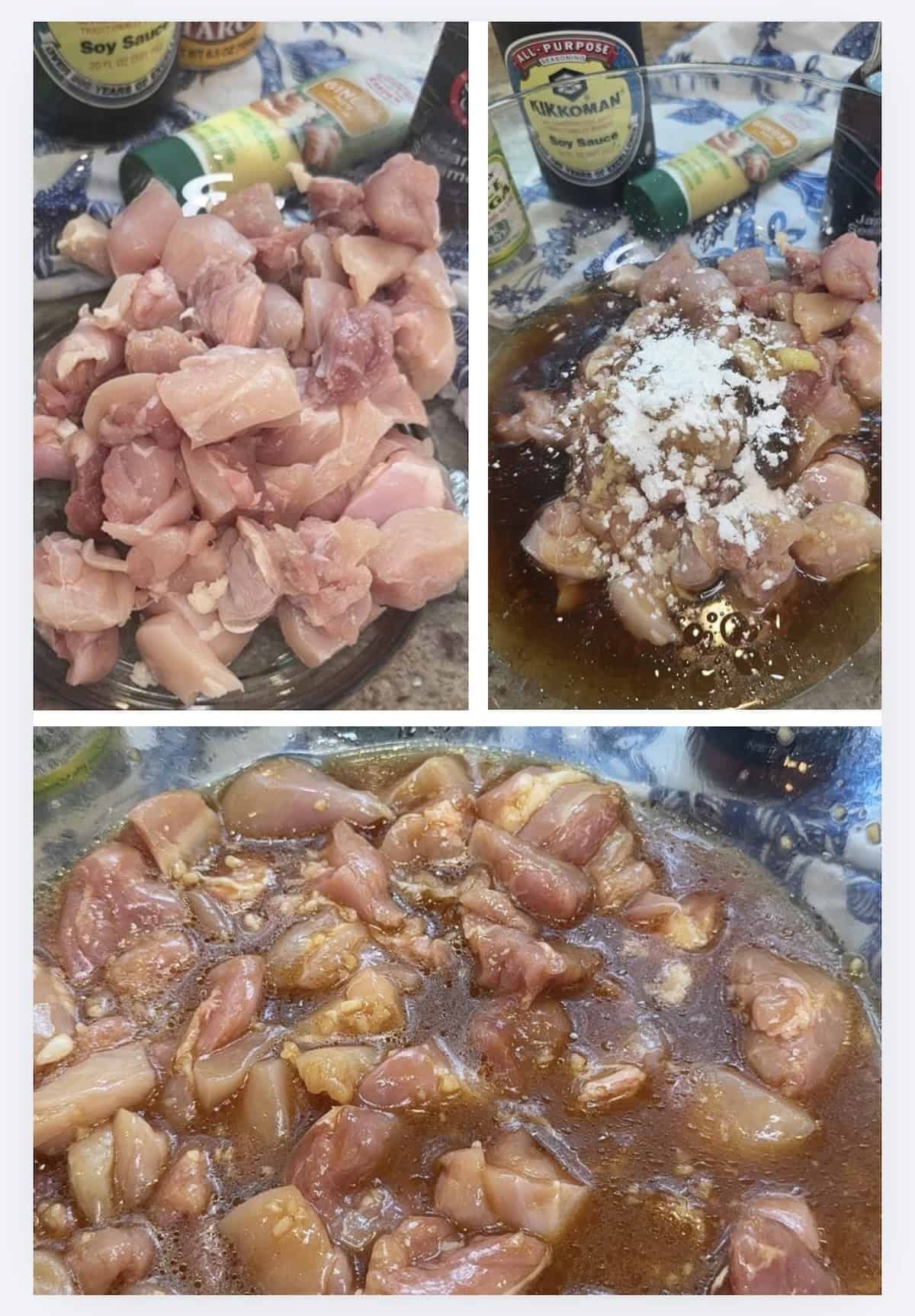chicken thighs marinating in teriyaki sauce