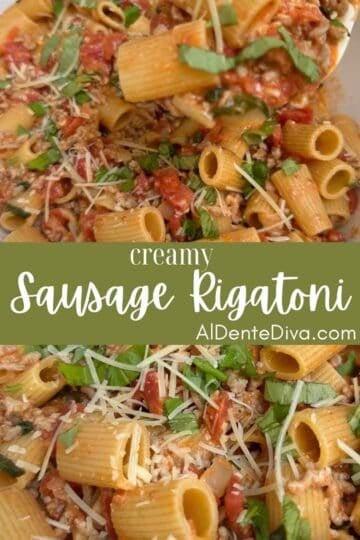 creamy sausage rigatoni