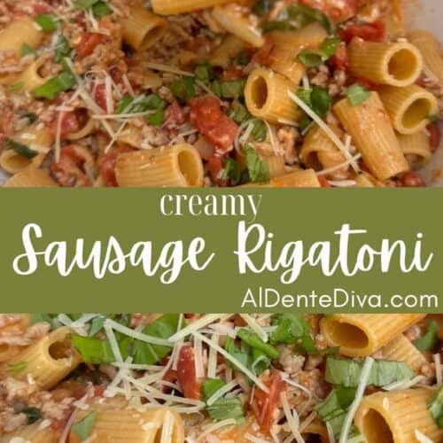 creamy sausage rigatoni