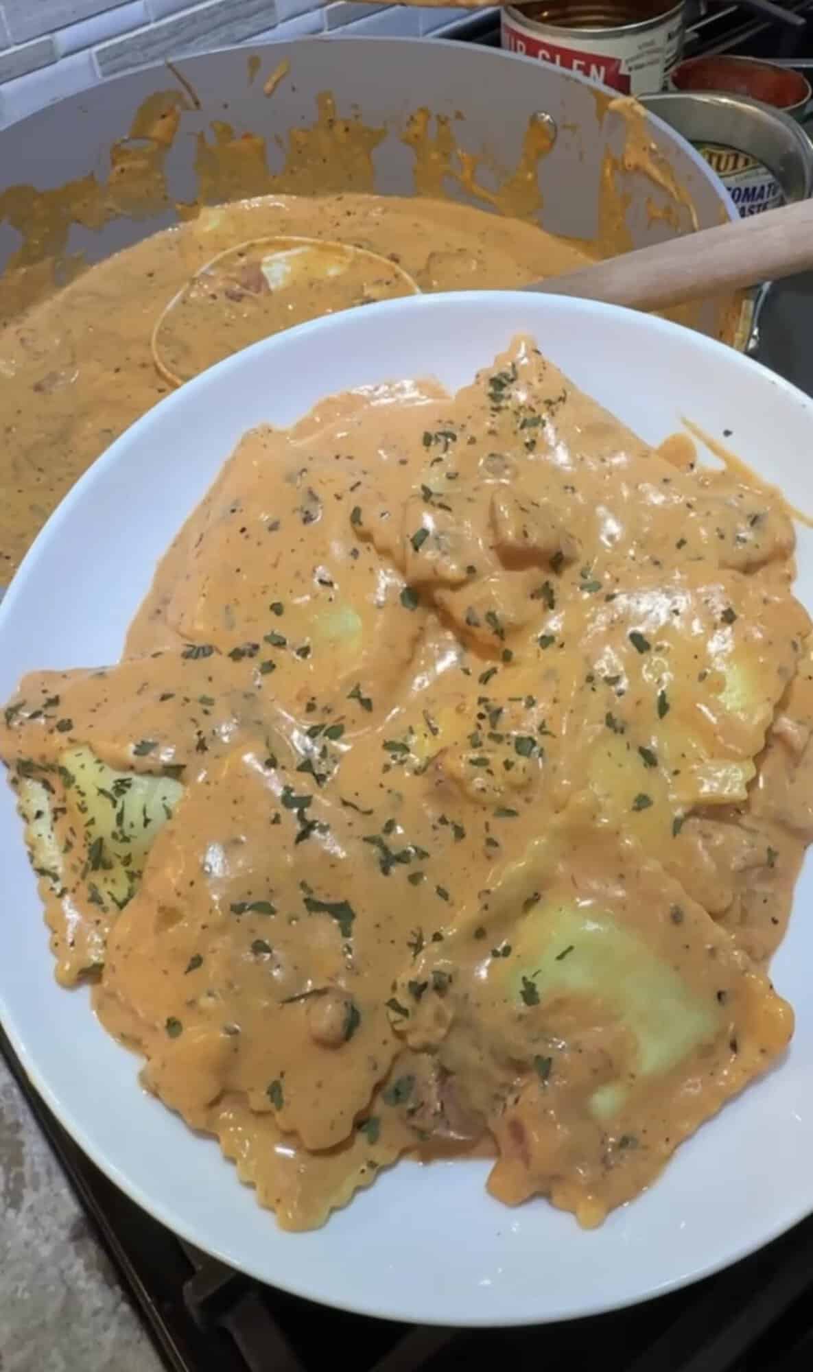 finished creamy ravioli sauce