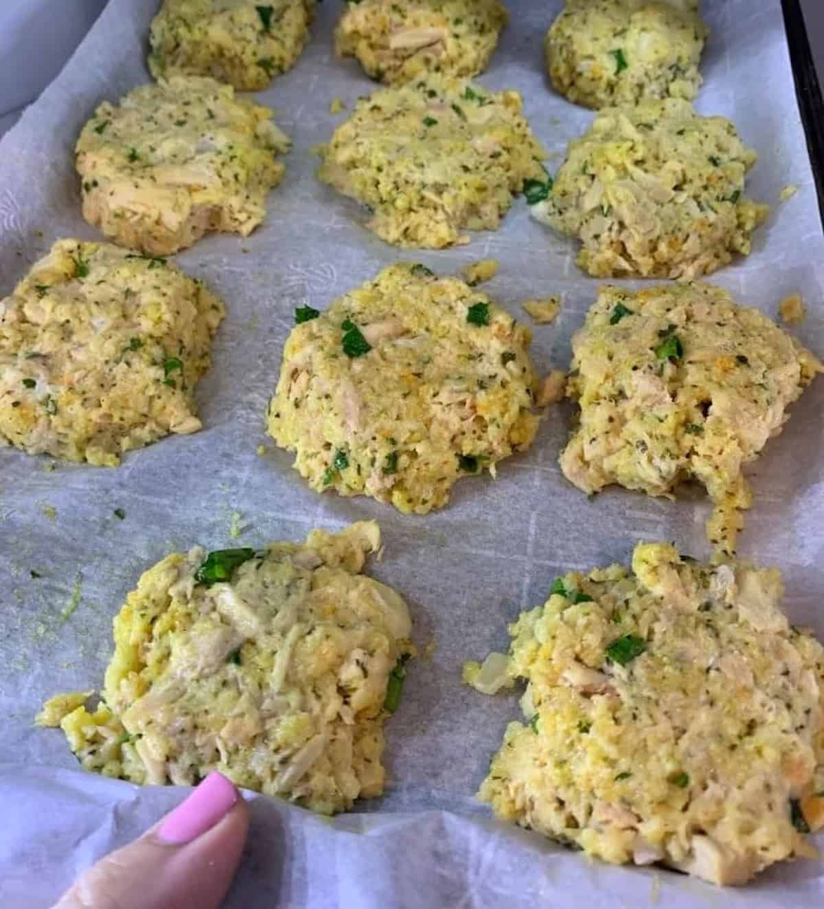 canned tuna cakes formed into patties