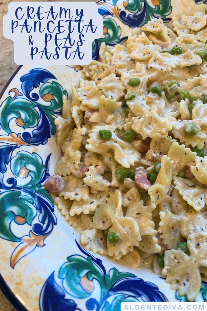 creamy pancetta and peas pasta