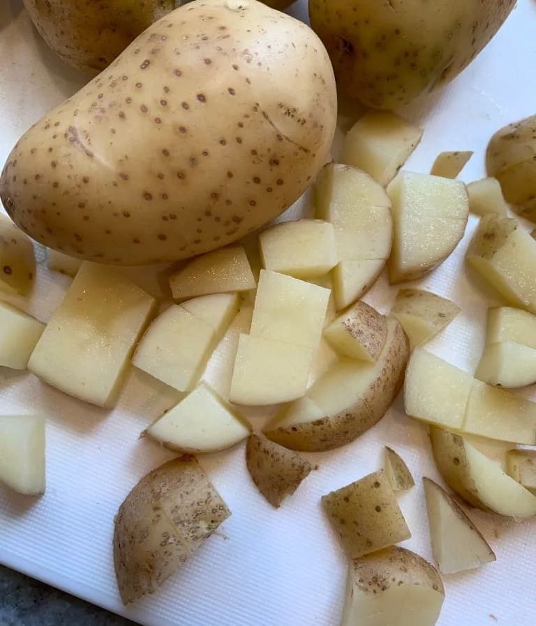 potatoes cleaned and cut