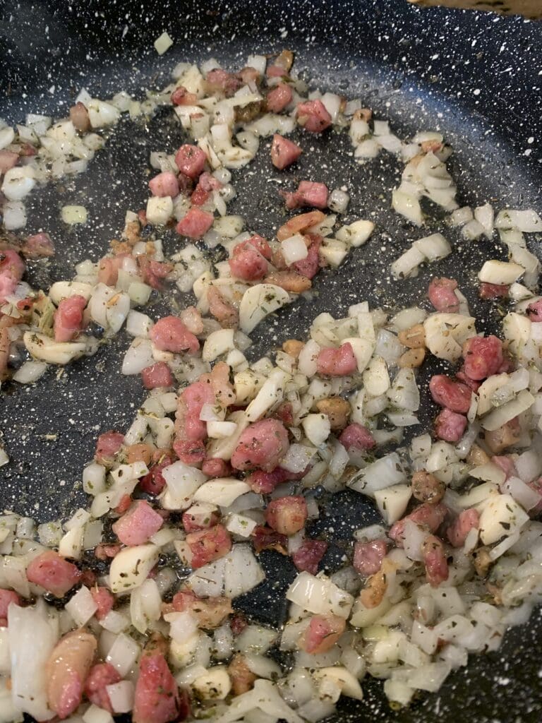 Sautéed onion, garlic and Italian seasoning