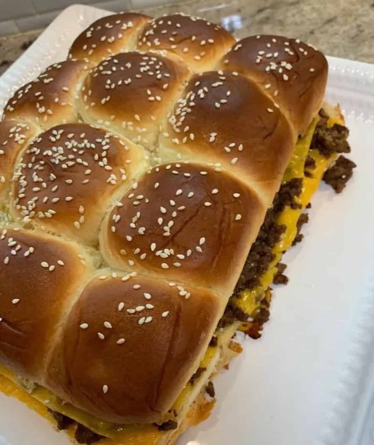 finished cheeseburger sliders