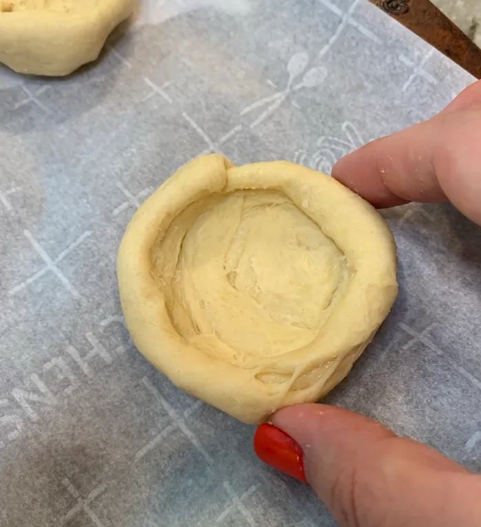 crescent rolls with centers pushed down