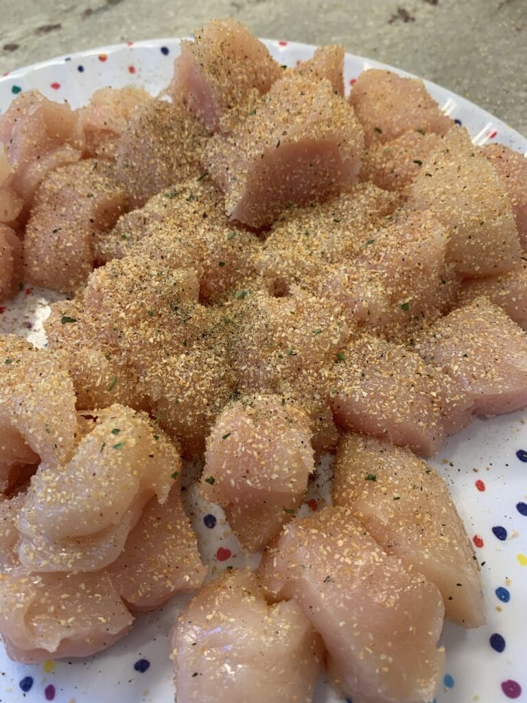 seasoned cubed chicken 