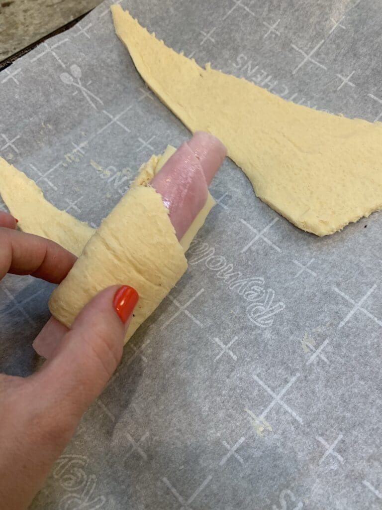 ham and swiss rolled up