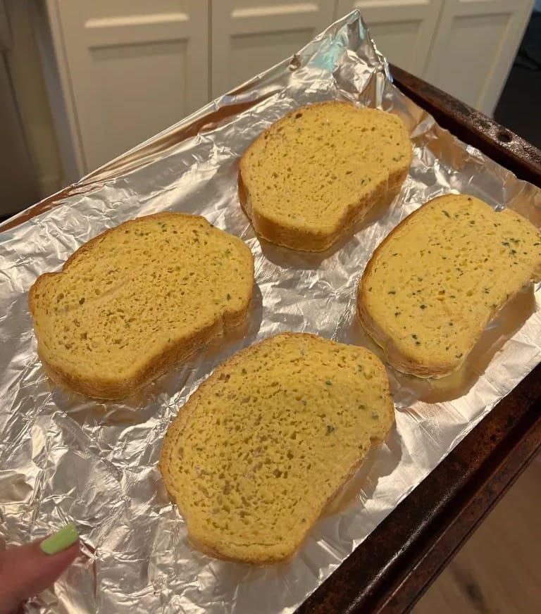 Texas toast on baking sheet