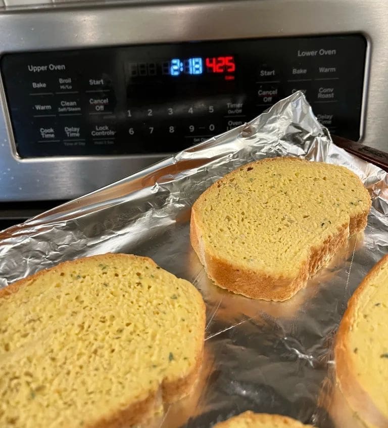 Texas toast by preheated oven