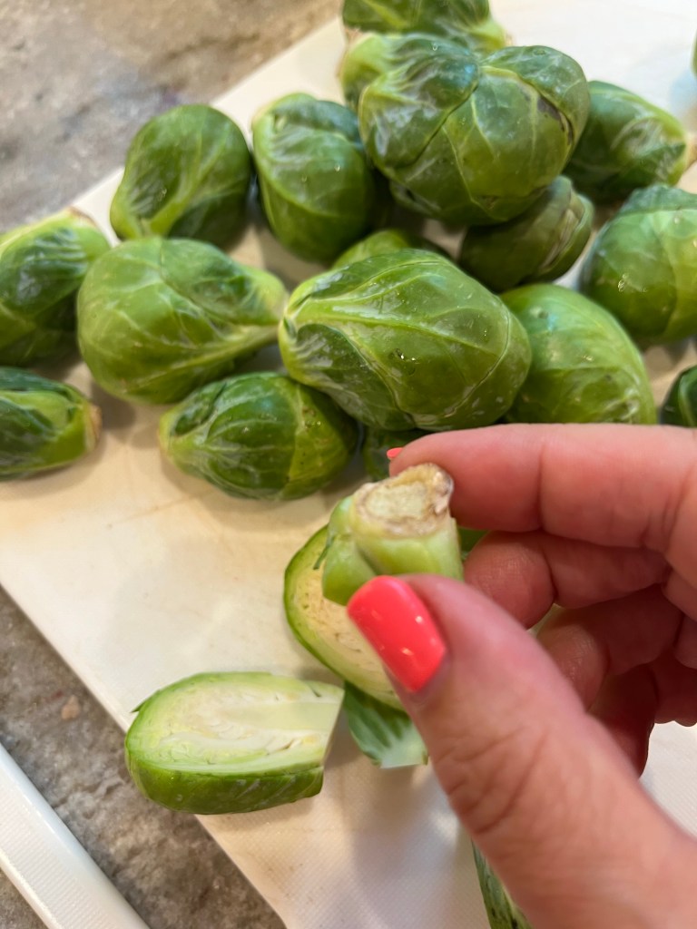 stem cut off of Brussels sprouts