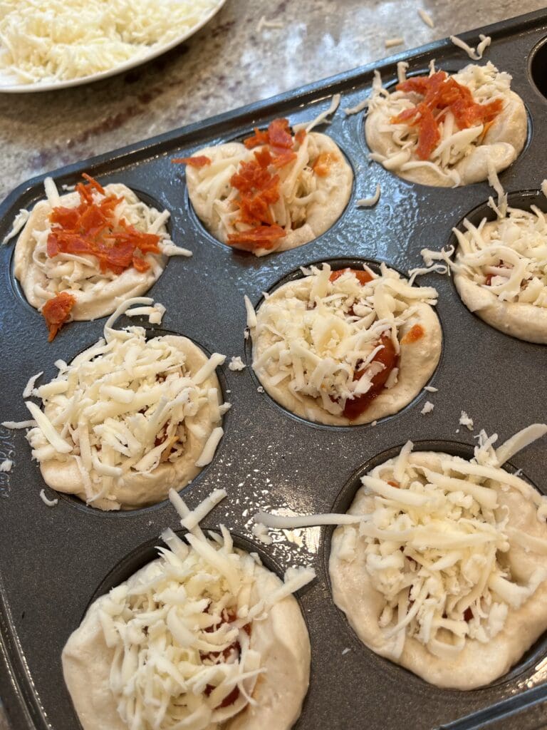 pizza in muffin tins