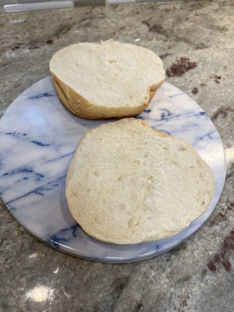 sliced open kaiser rolls