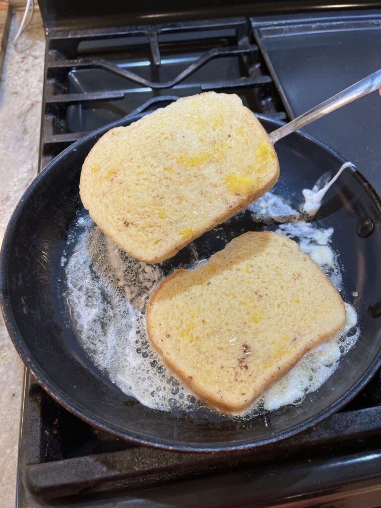 French toast in the pan