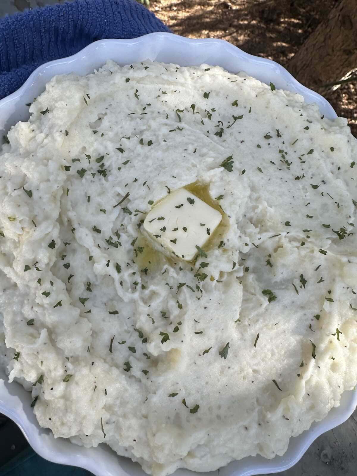 finished and plated ultimate mashed potatoes