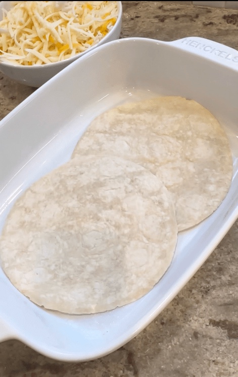 tortillas in baking dish