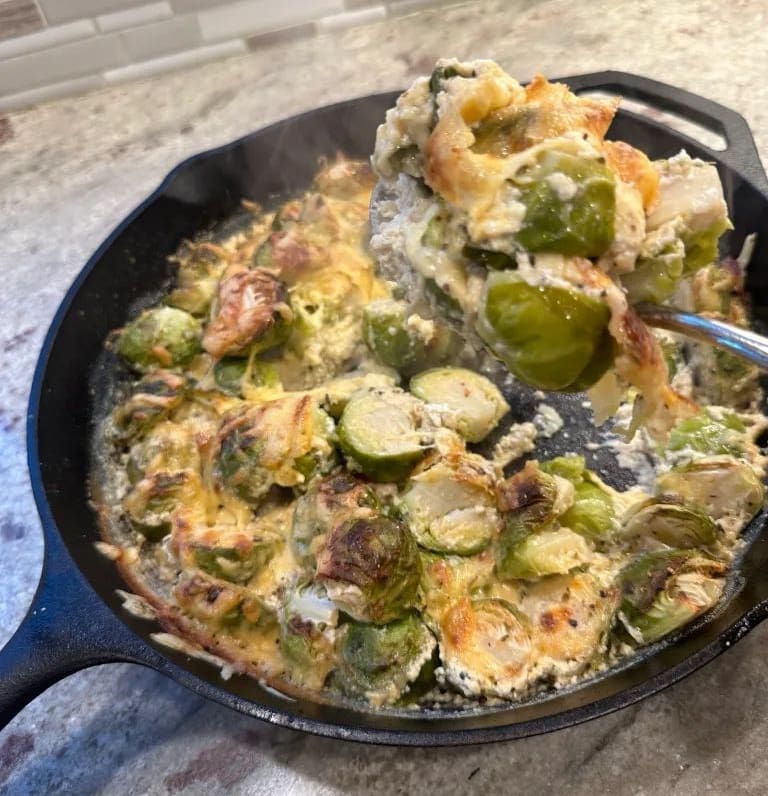 finished creamy brussels sprouts