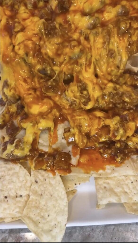 completed skillet nachos 