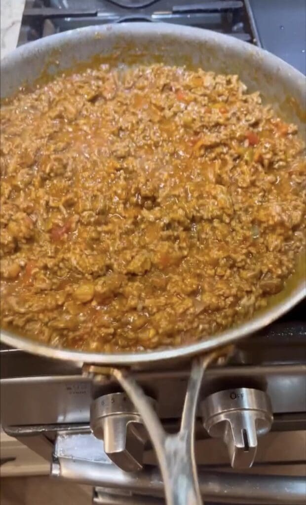 cooking ground beef on stove