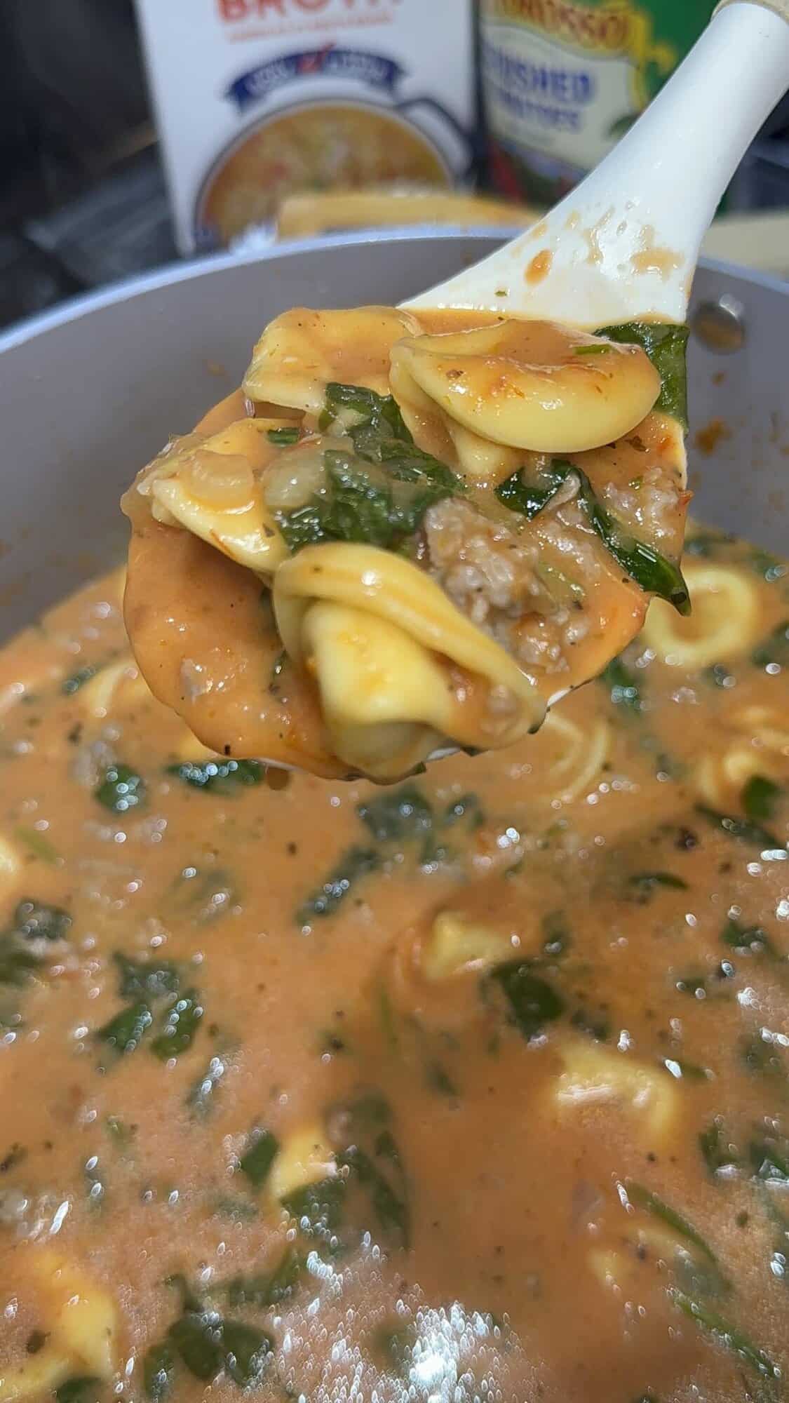 finishes sausage tortellini
