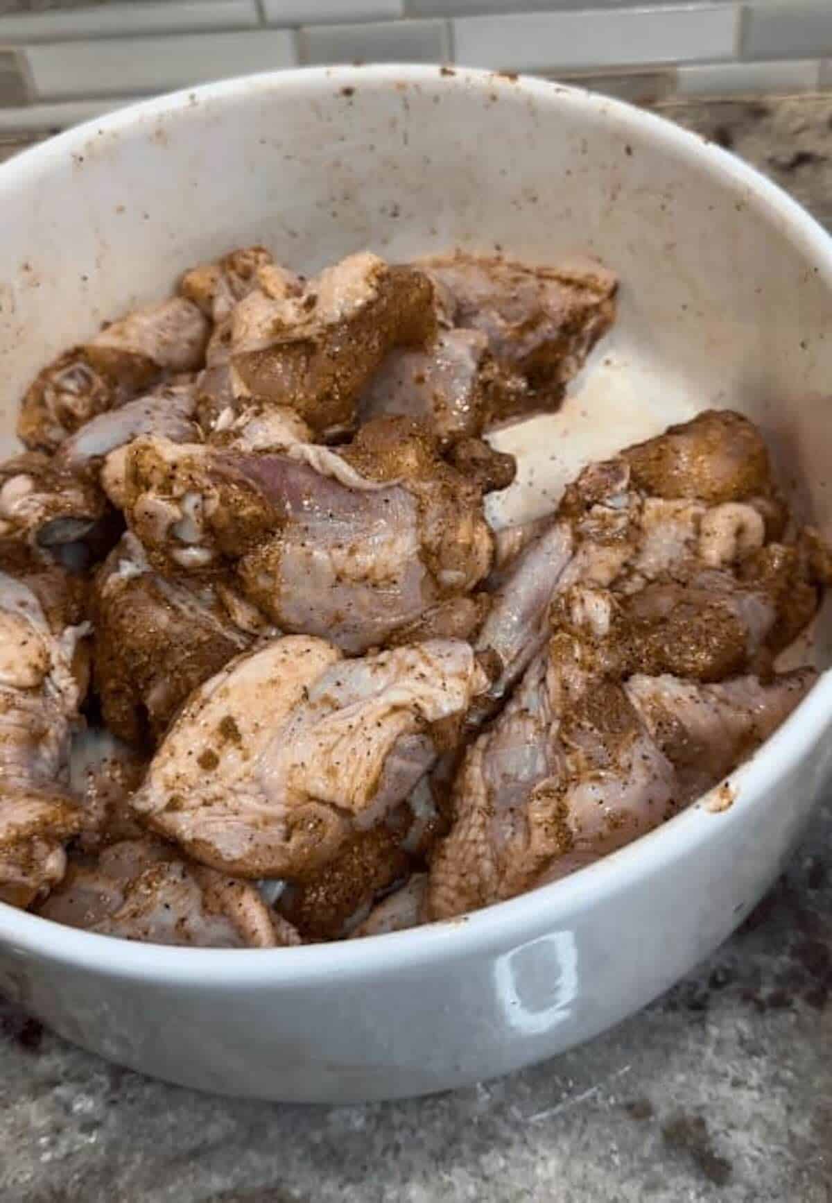 marinated chicken wings in bowl
