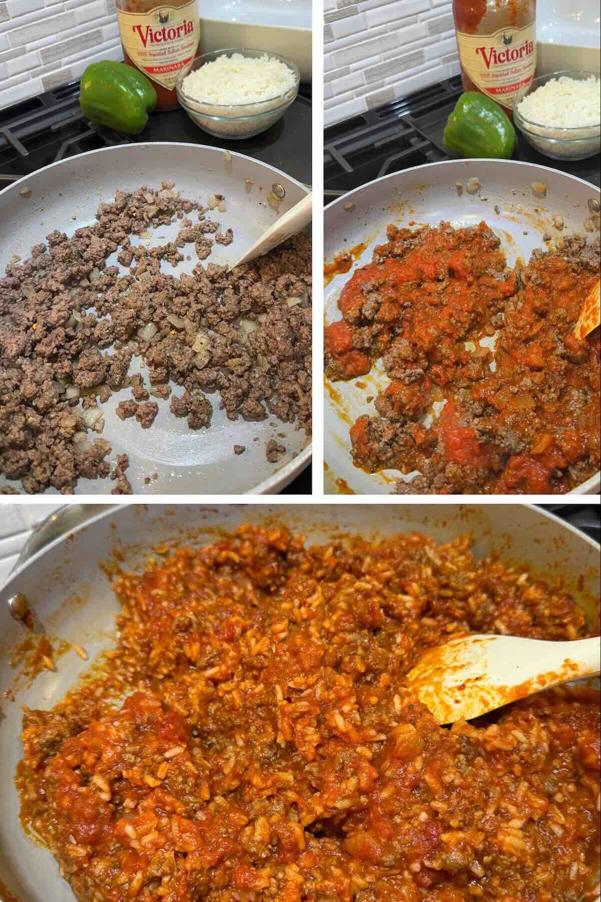 ground beef and tomato sauce with white rice
