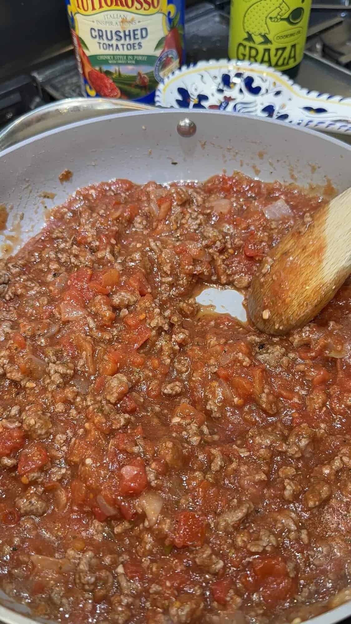 meat sauce in skillet